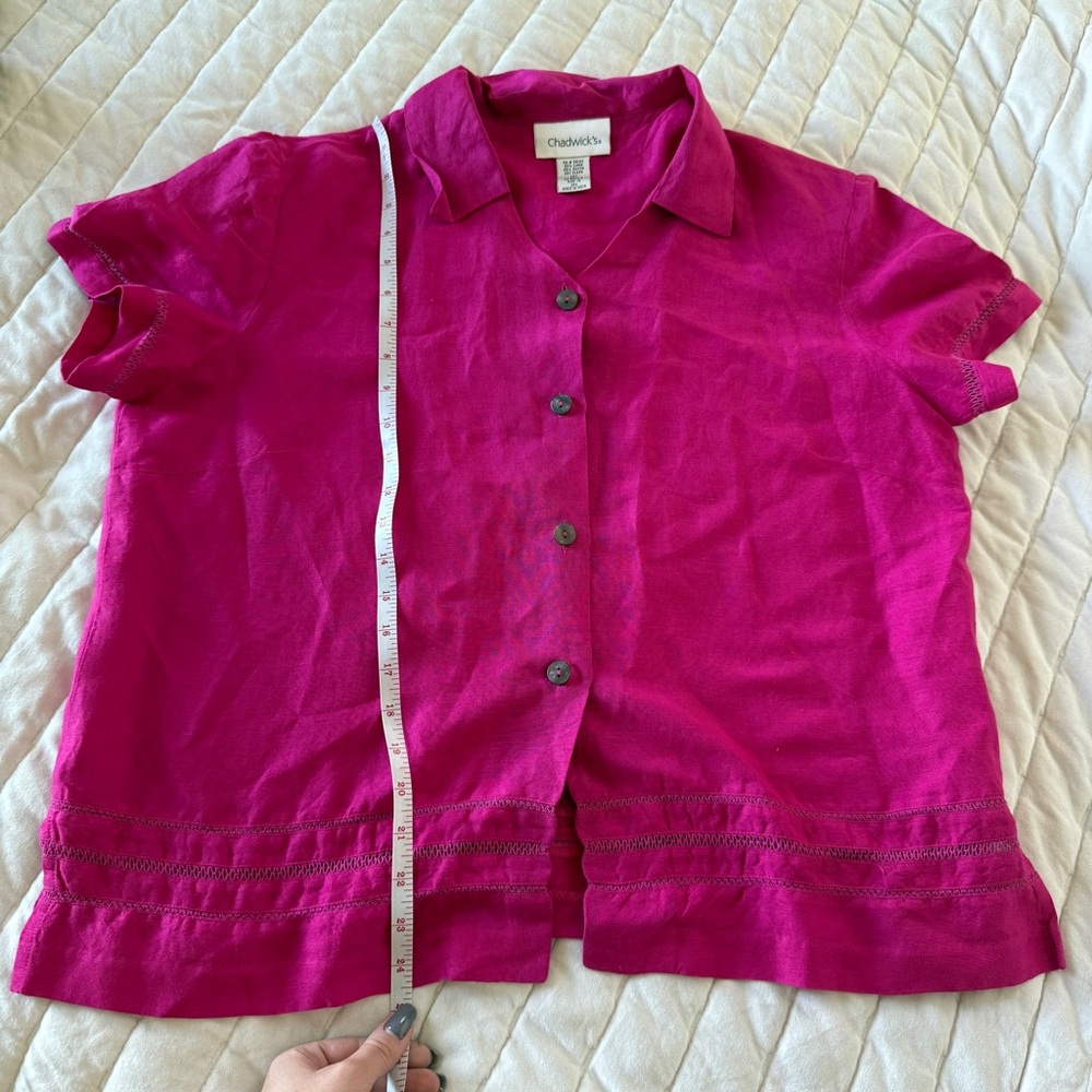 Chadwick's vintage hot purple pink linen blend pants and shirt set Size 16 - Picture 9 of 11